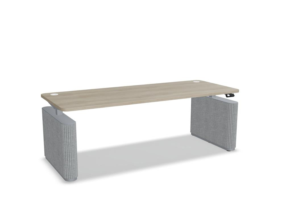 Ogi Drive BODF60 - elektrisch höhenverstellbarer Schreibtisch mit Fußelementen aus Filz in Anthrazit präsentiert im Onlineshop von KAQTU Design AG. Schreibtisch ist von Mdd