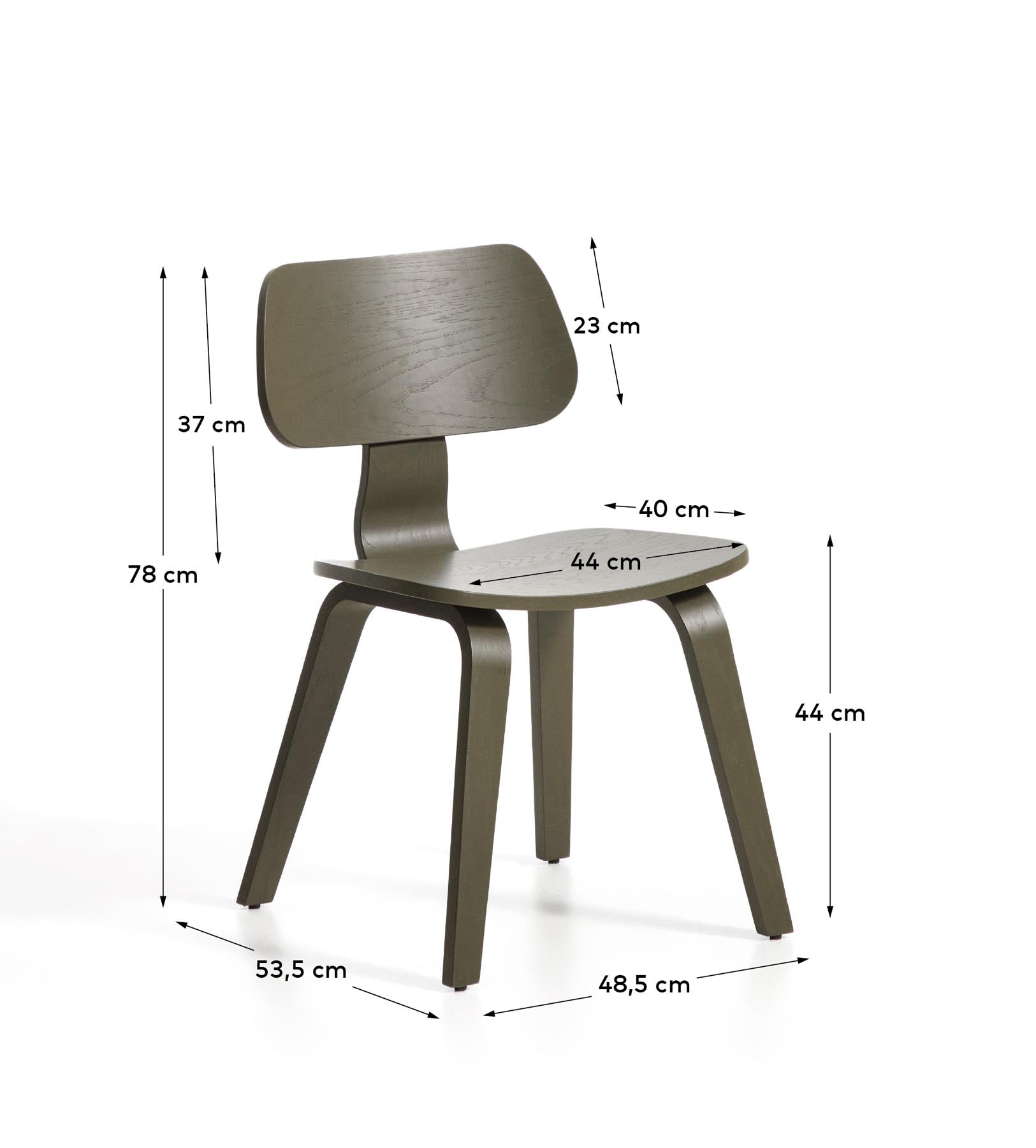 Gena-Stuhl aus Eichenfurnier mit grünem Finish in Grün präsentiert im Onlineshop von KAQTU Design AG. Stuhl ist von Kave Home