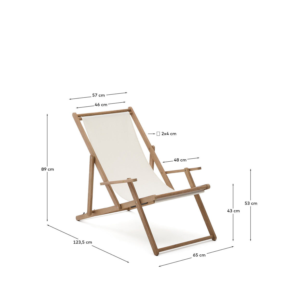 Klappbarer Outdoor-Liegestuhl Vilara in Weiss aus massivem Akazienholz FSC 100% in Weiss, Braun präsentiert im Onlineshop von KAQTU Design AG. Liegestuhl ist von Kave Home