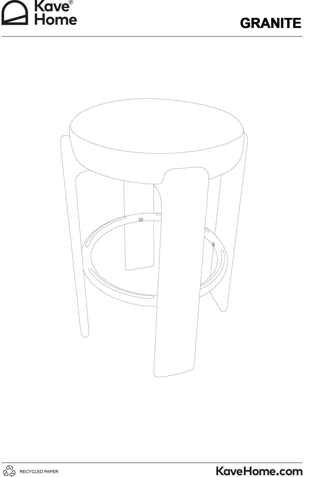 Erleben Sie den Hocker Granite von Kave Home: Bequeme Chenille trifft auf robustes Eschenholz in einem eleganten skandinavischen Stil.