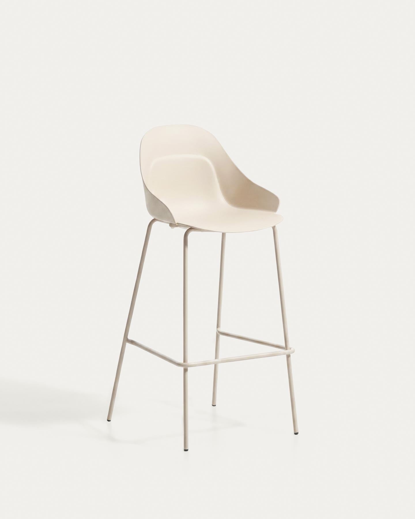 Hocker Sanile mit Stahlbeinen mit beigem Finish, 74 cm in Beige präsentiert im Onlineshop von KAQTU Design AG. Barhocker ist von Kave Home