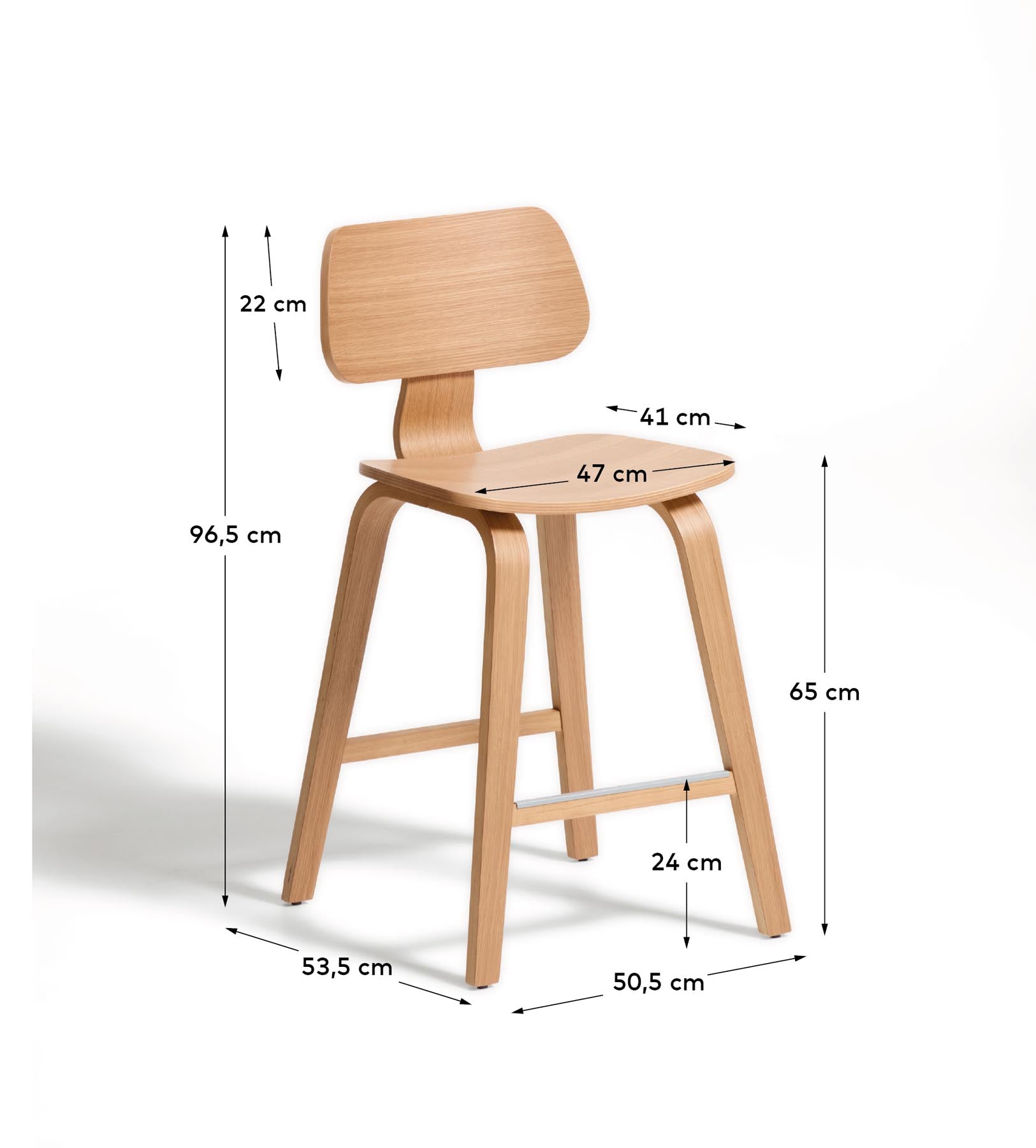 Gena-Hocker aus Eichenfurnier 65cm in Beige präsentiert im Onlineshop von KAQTU Design AG. Barhocker ist von Kave Home