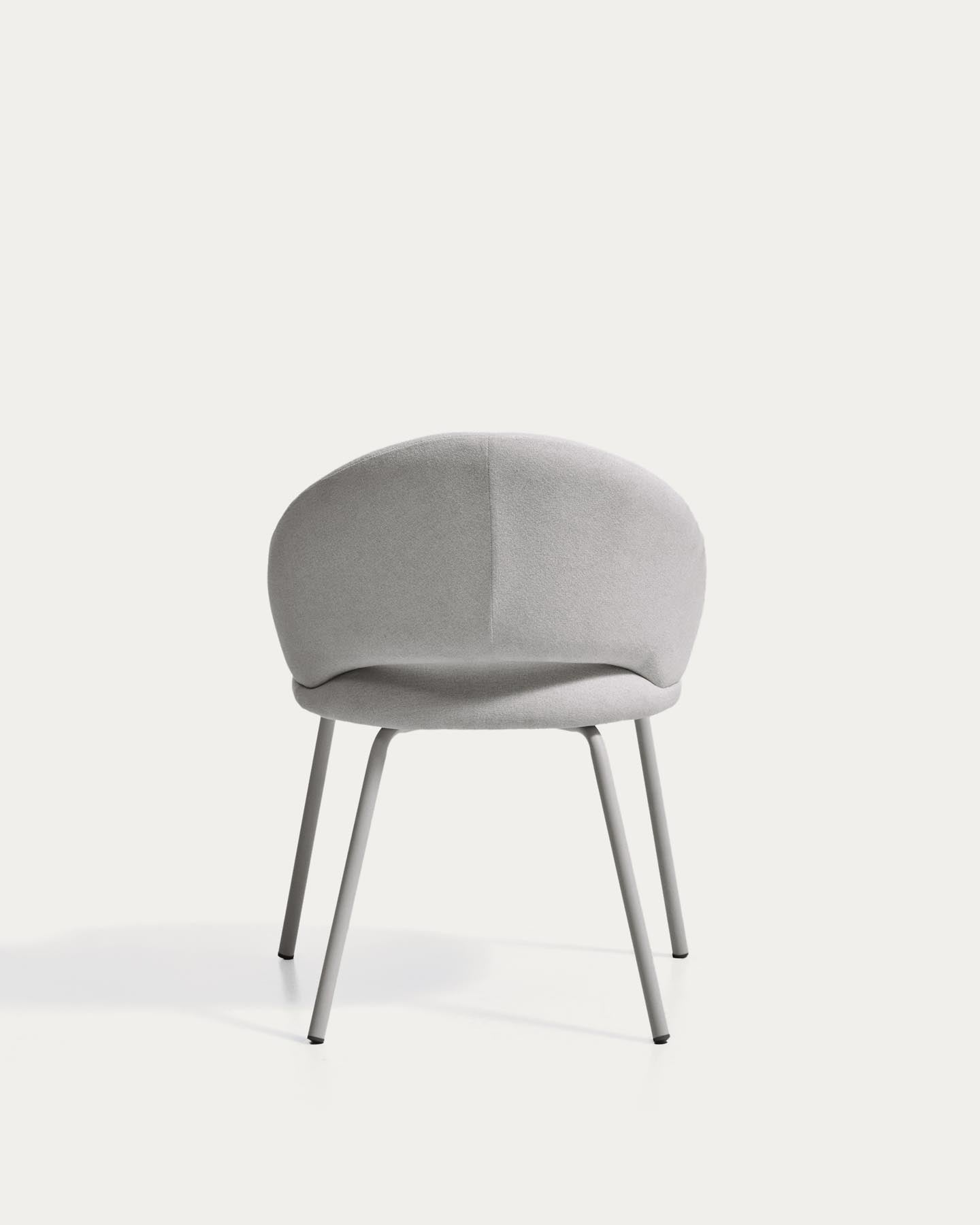 Stuhl Bonali mit grauer Chenille und Beinen aus grauem Metall, FSC Mix Credit in Grau präsentiert im Onlineshop von KAQTU Design AG. Stuhl ist von Kave Home