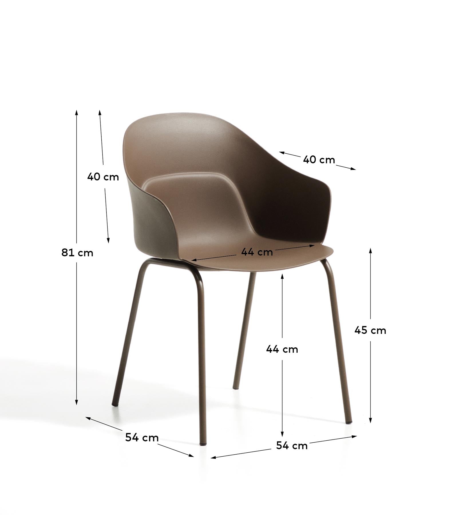 Stuhl Sanile mit Stahlbeinen mit braunem Finish in Braun präsentiert im Onlineshop von KAQTU Design AG. Stuhl ist von Kave Home