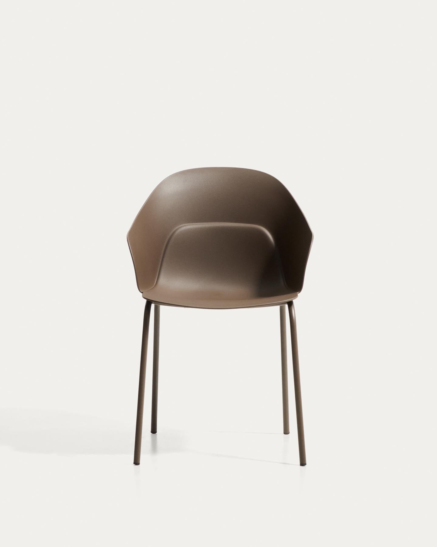 Stuhl Sanile mit Stahlbeinen mit braunem Finish in Braun präsentiert im Onlineshop von KAQTU Design AG. Stuhl ist von Kave Home