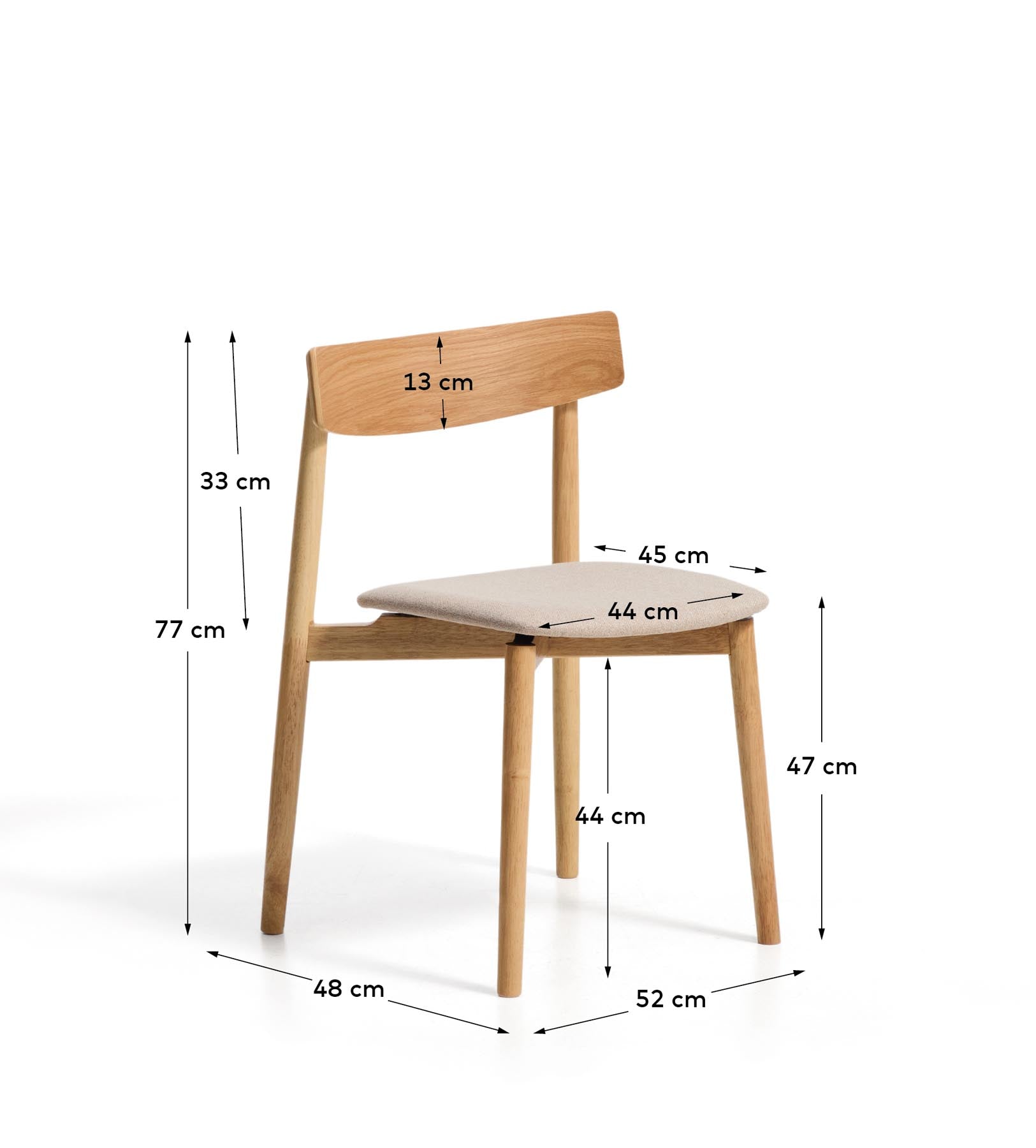 Stuhl Evera aus Eichenfurnier mit naturfarbenem Finish und beiger Chenille in Beige präsentiert im Onlineshop von KAQTU Design AG. Stuhl ist von Kave Home