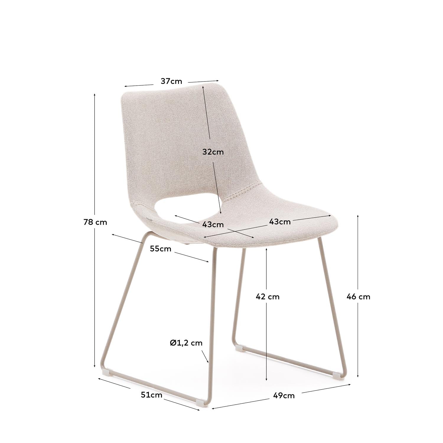 Entdecke den stilvollen Zahara Stuhl in Beige mit Stahlrahmen von Kave Home – perfekt für jedes Zuhause und jeden Raum!