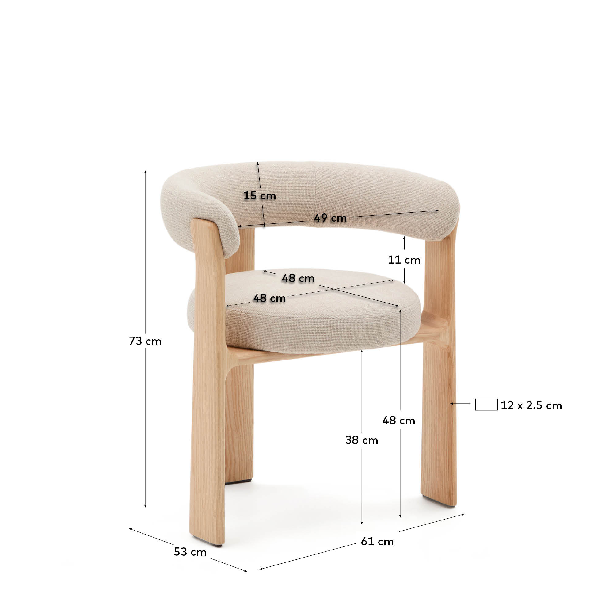 Erleben Sie den Granite Stuhl: Beige Chenille, 3 Beine aus robustem Eschenholz, FSC-zertifiziert. Ein stilvolles Highlight für Ihr Zuhause!