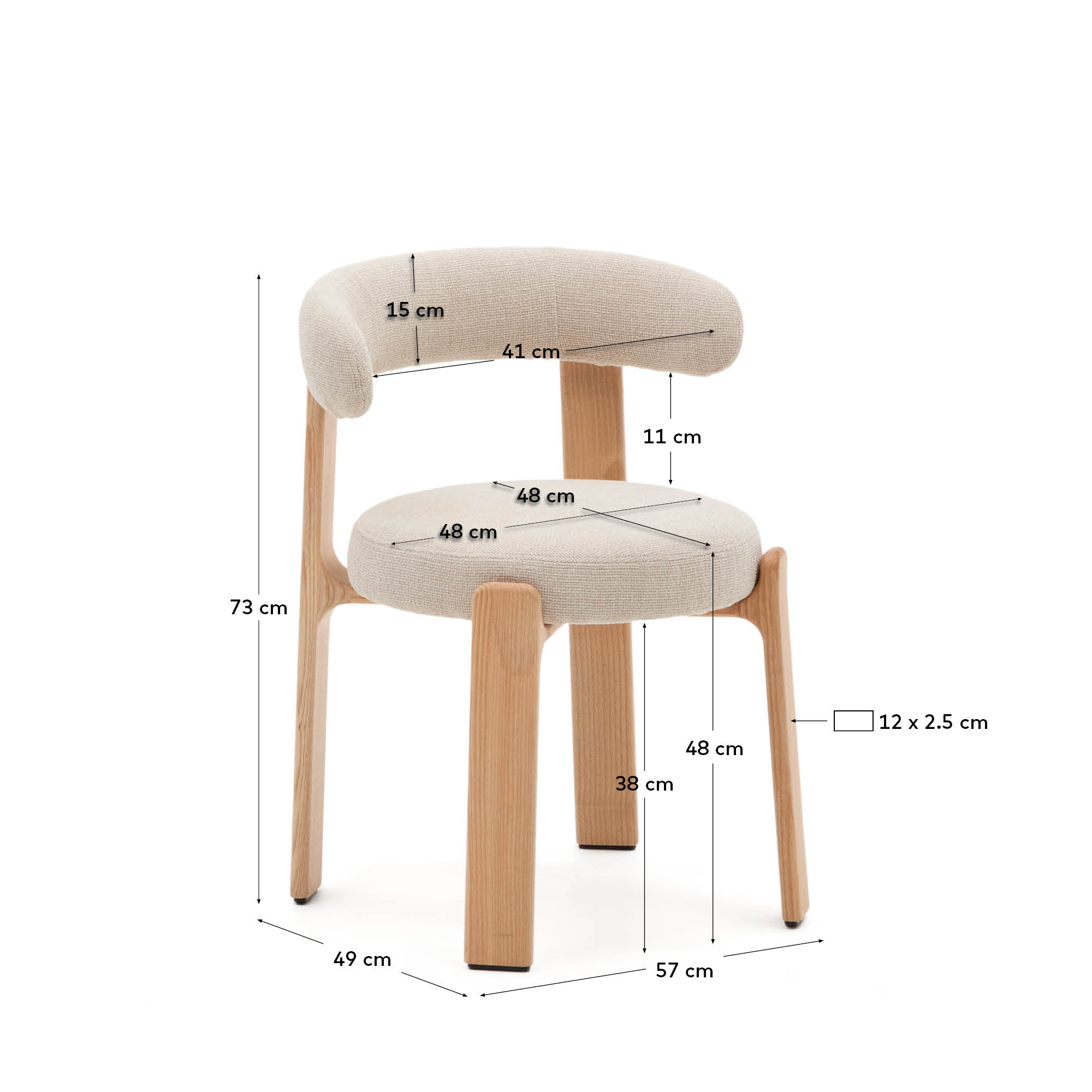 Beige Granite Stuhl aus hochwertigem Chenille und robustem Eschenholz. Perfekt für stilvolle, nachhaltige Einrichtungsideen.