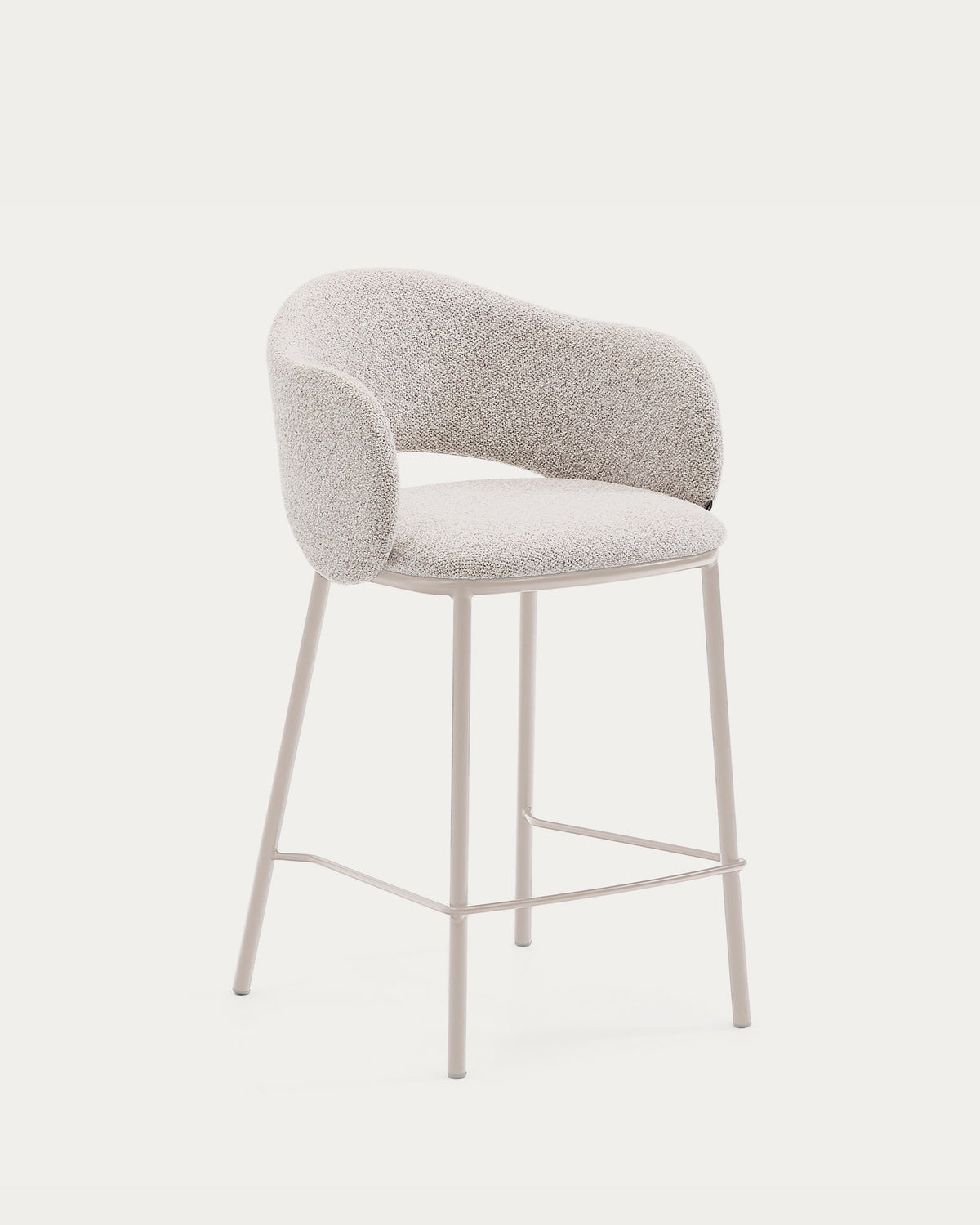 Hocker Maina aus grober beiger Chenille Stahlbeine mit beigem FinishFSC Mix Credit 65 cm in Beige präsentiert im Onlineshop von KAQTU Design AG. Barstuhl ist von Kave Home
