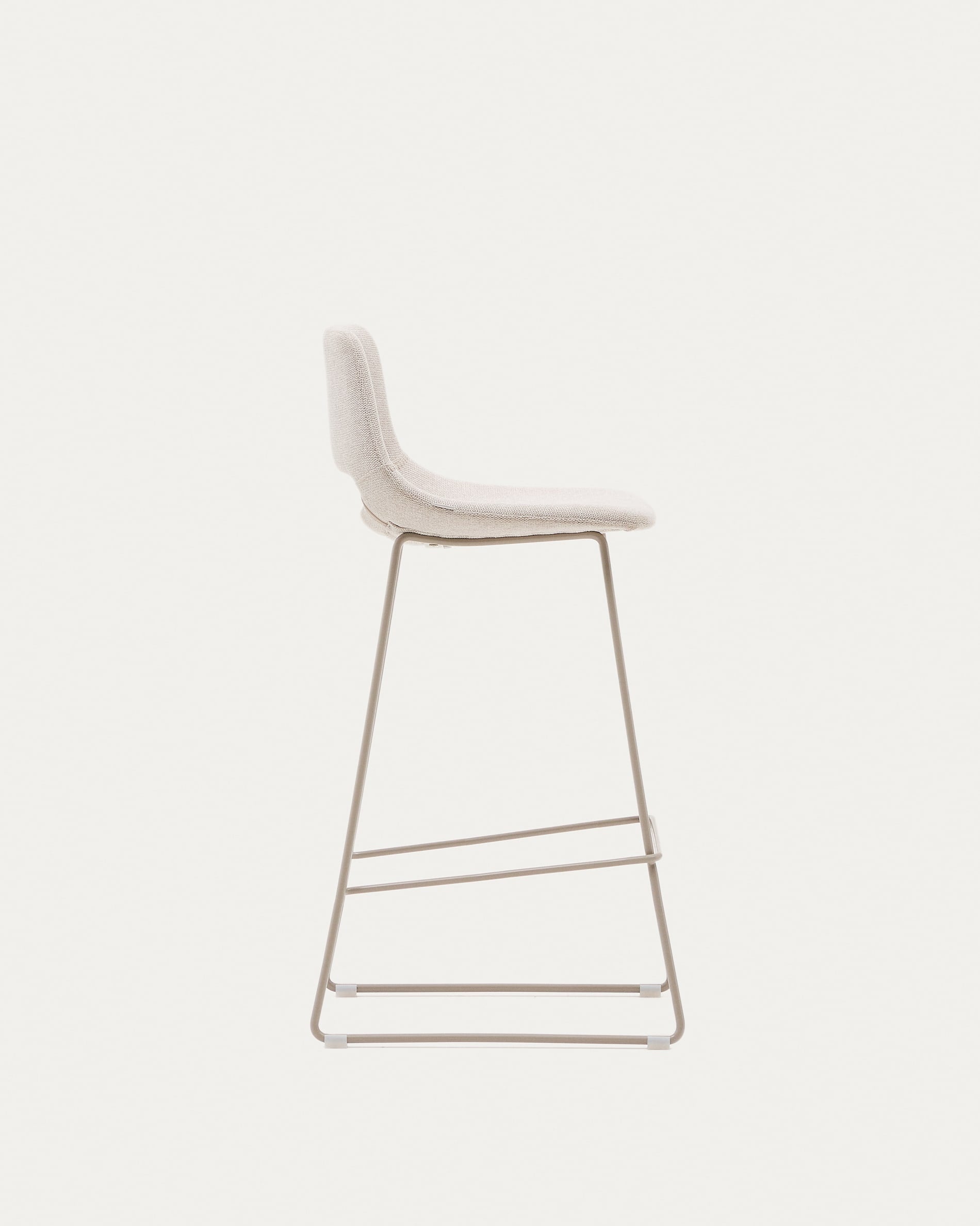 Moderner Zahara Hocker, 76 cm, mit beigem Polster und stabilem Stahlgestell, perfekt für stilvolle Wohn- und Essbereiche.