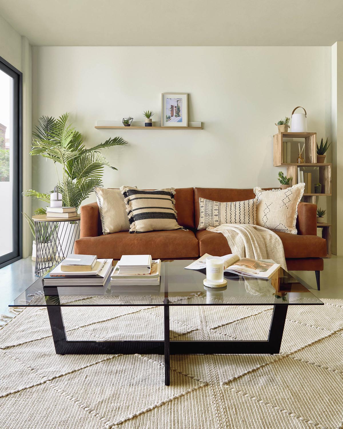 Moderner Plam Couchtisch: Glas & Stahl, 120x70cm, Kave Home.