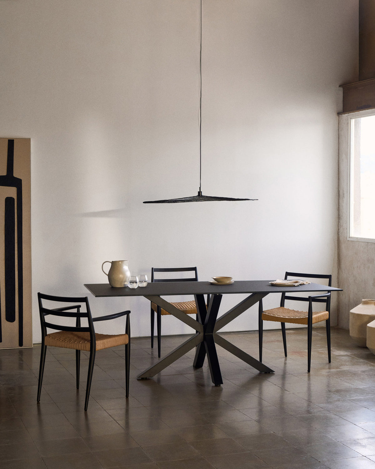 Argo Tisch aus schwarzem Glas mit schwarzen Stahlbeinen 180 x 100 cm in Schwarz präsentiert im Onlineshop von KAQTU Design AG. Esstisch ist von Kave Home