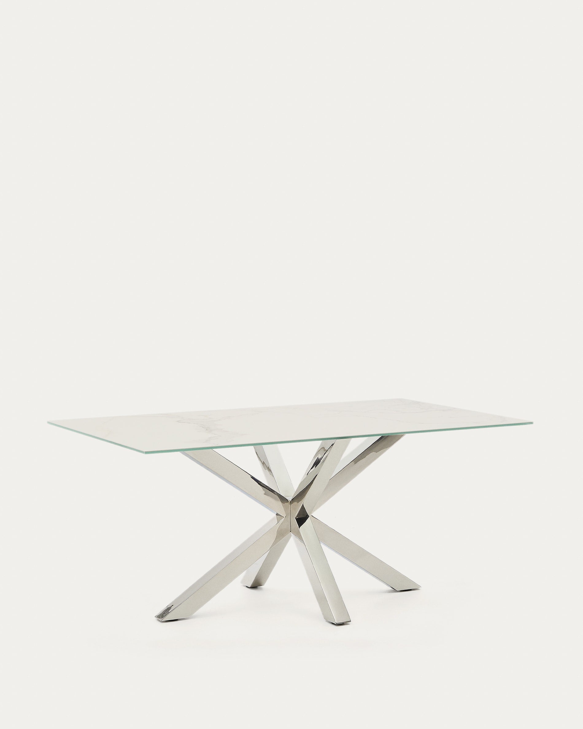 Moderner Tisch Argo: Hochwertige Iron Moss-Porzellanplatte, stabile Edelstahlbeine, 160x90 cm, perfekt für gesellige Abende und stilvolle Esszimmer.