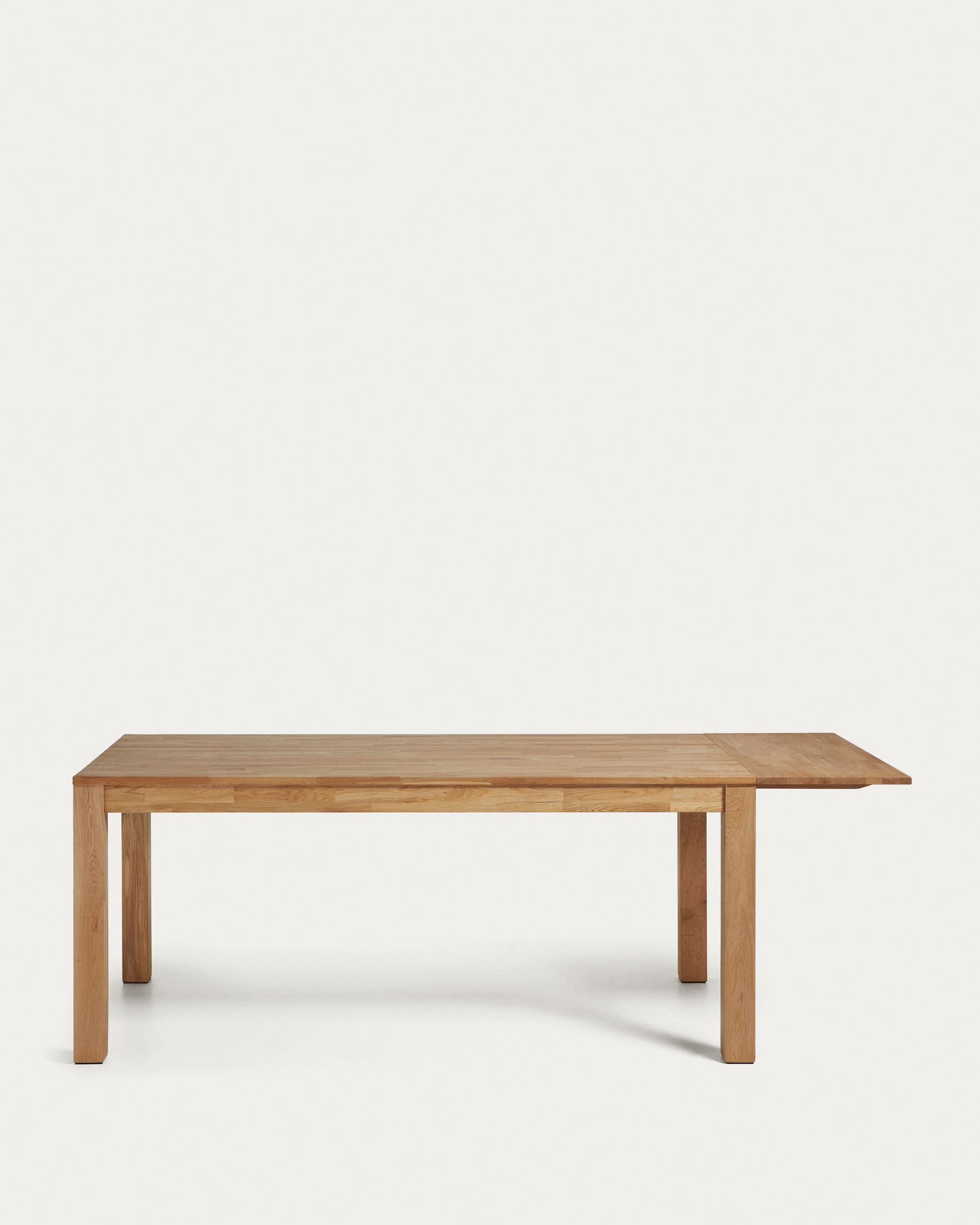 Isbel ausziehbarer Esstisch aus massiver Eiche, 180-260 cm, modernes Design, ideal für elegante und praktische Wohnräume.