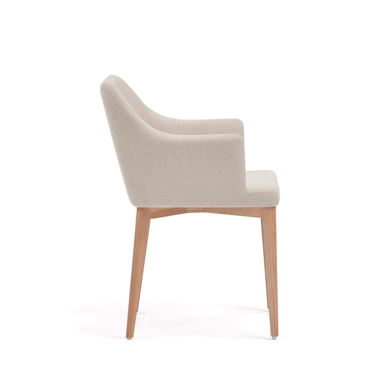 Croft Stuhl: Komfort in beiger Chenille, Eschenholz für zeitlose Eleganz.