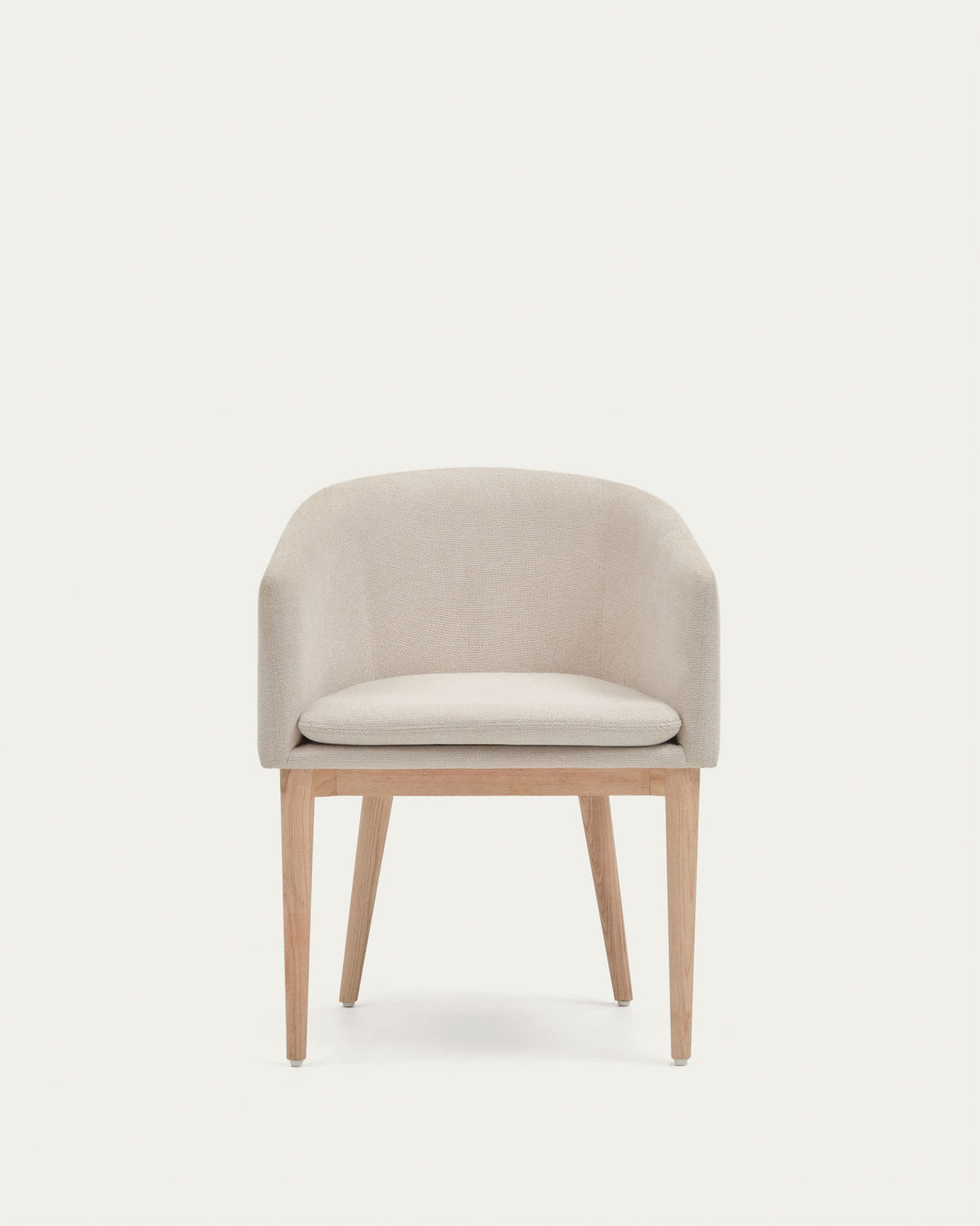 Harlan Stuhl aus beiger Chenille mit Beinen aus massiver Esche in Beige, Natur präsentiert im Onlineshop von KAQTU Design AG. Stuhl mit Armlehne ist von Kave Home