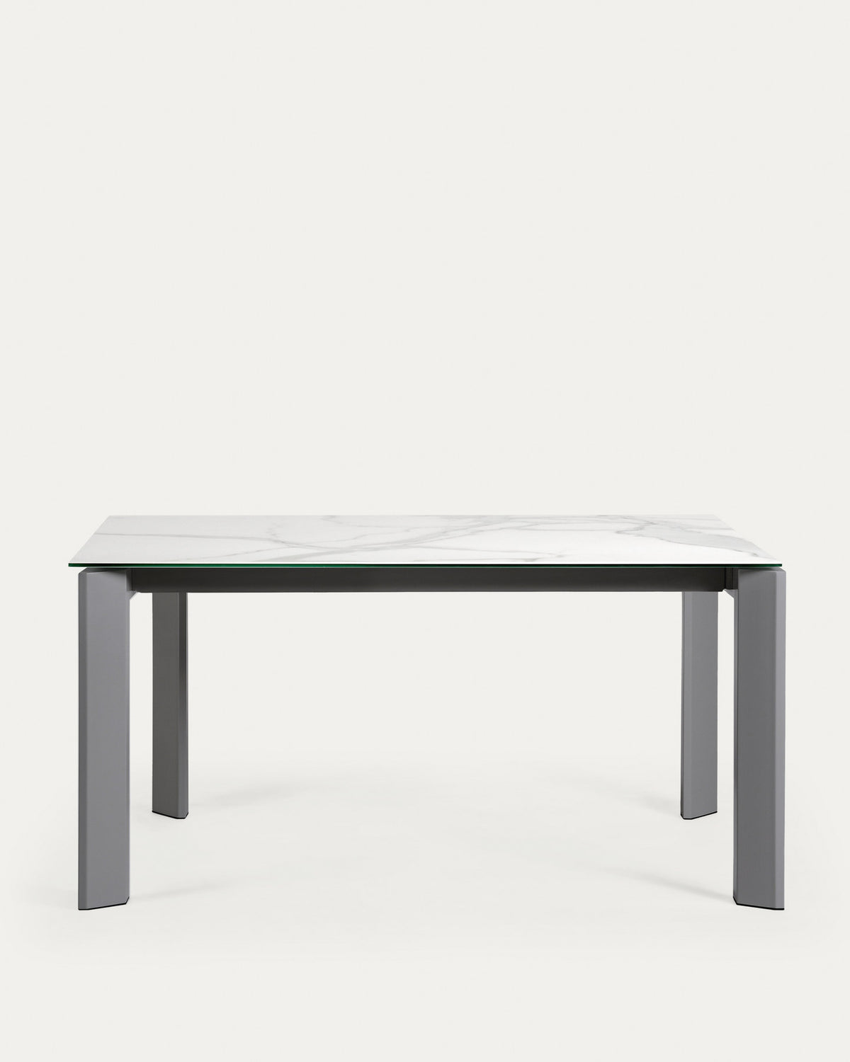 Axis Ausziehtisch Feinsteinzeug mit Kalos Blanco Finish Beine in Anthrazit 160 (220) cm in Weiss, Schwarz präsentiert im Onlineshop von KAQTU Design AG. Esstisch ist von Kave Home
