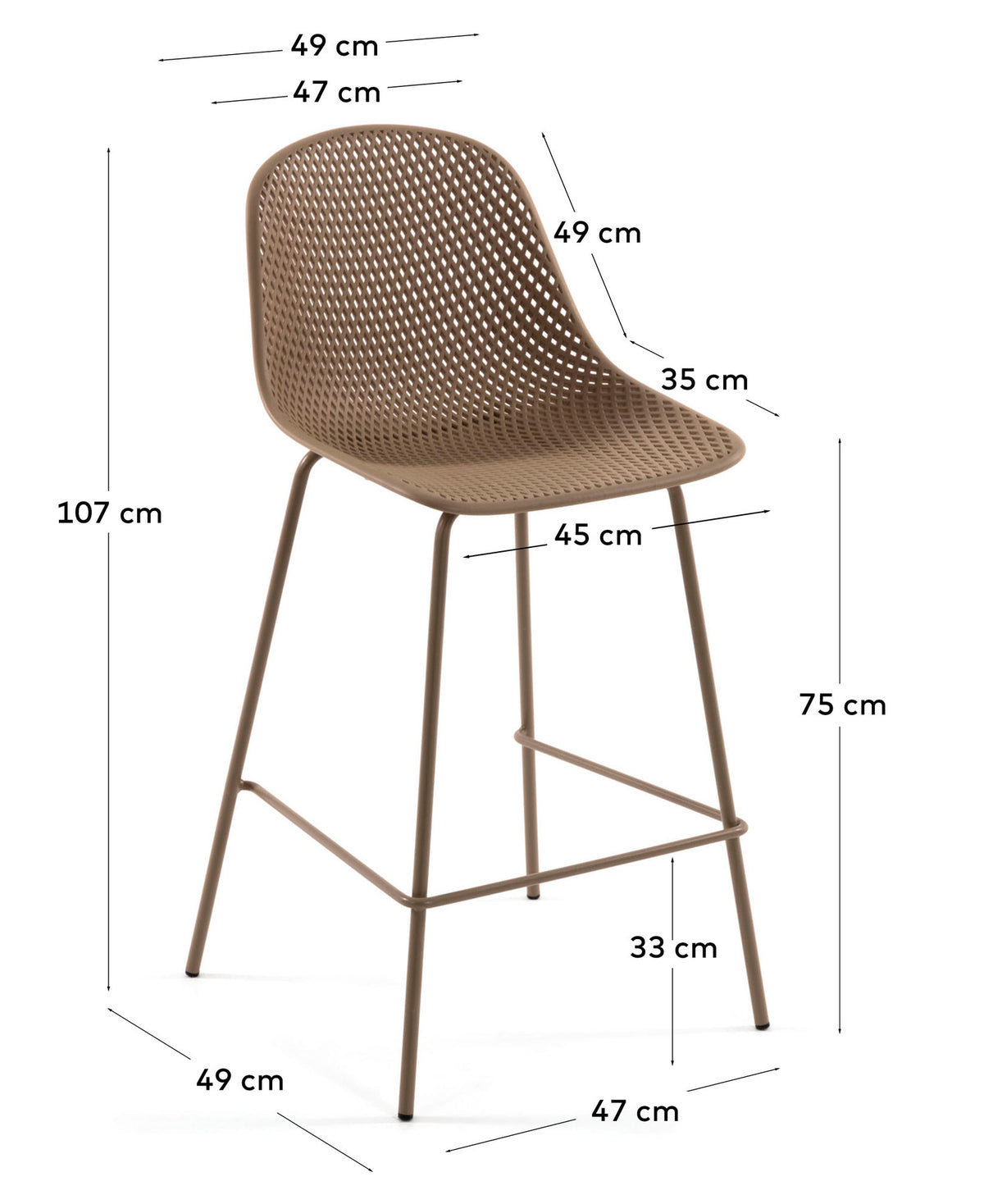 Quinby Barhocker beige Höhe 75 cm in Beige präsentiert im Onlineshop von KAQTU Design AG. Outdoor-Barstuhl ist von Kave Home