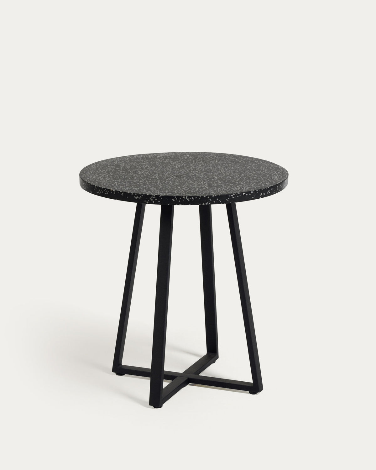 Tella runder Tisch Terrazzo schwarz und Stahlbeine Ø 70 cm in Schwarz präsentiert im Onlineshop von KAQTU Design AG. Esstisch ist von Kave Home