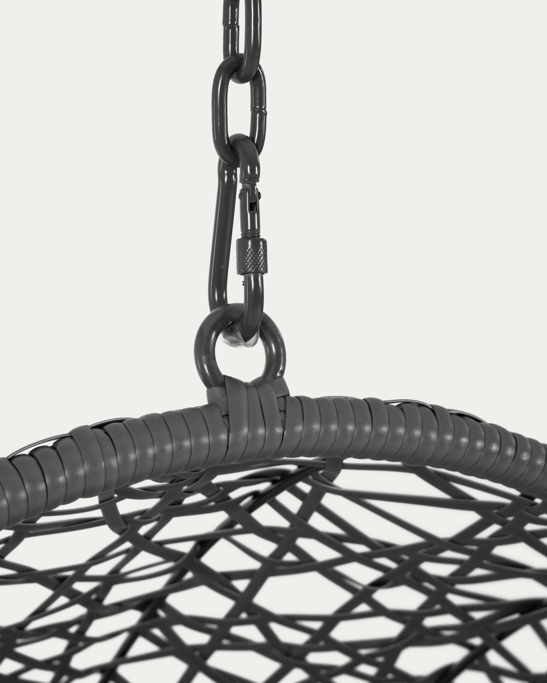 Eleganter Florina Hängesessel in Dunkelgrau von Kave Home – perfekt für stilvolle Entspannung in jedem Wohnraum. Hochwertig, ergonomisch und langlebig.