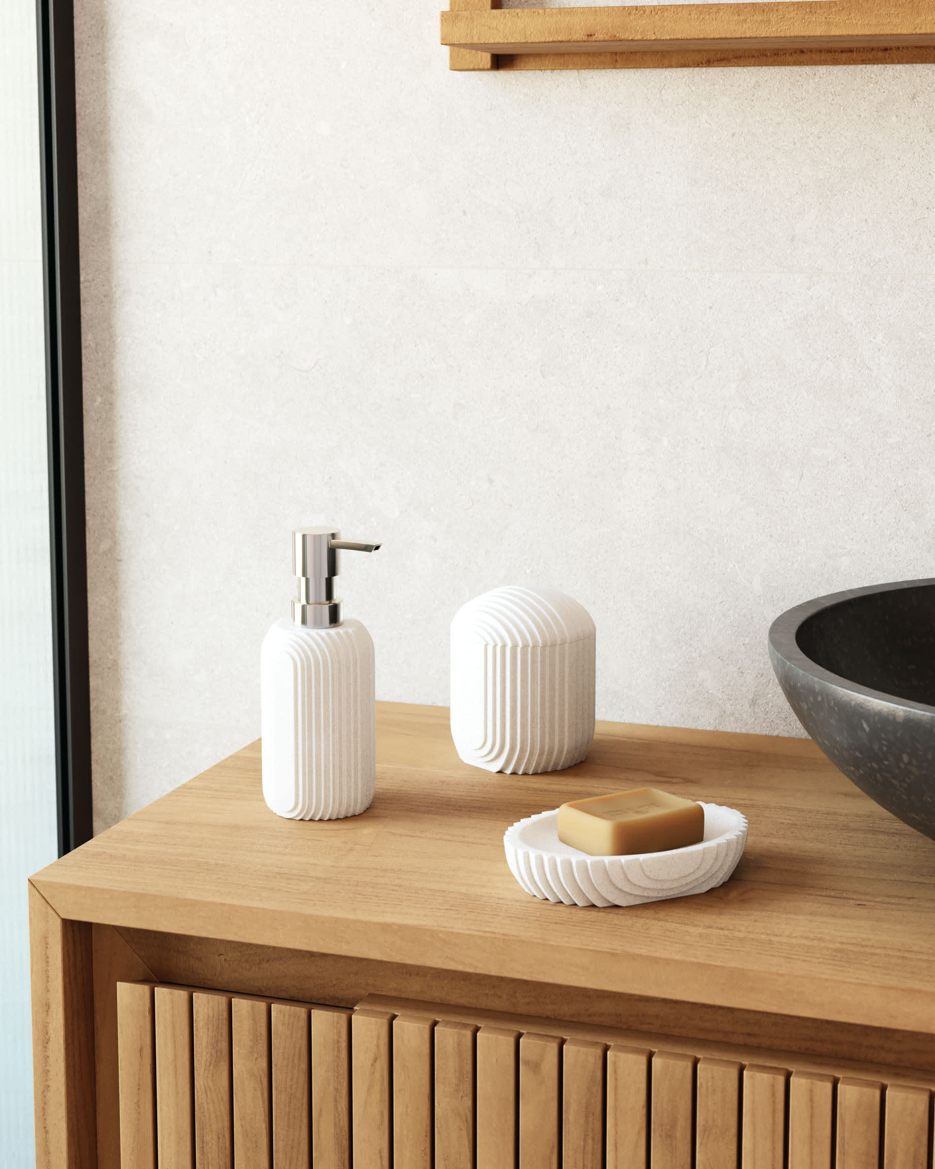 Das Badmöbel Taciana aus massivem Teakholz (60x40 cm) von Kave Home vereint stilvolles Design mit natürlicher Ästhetik für Ihr Bad.