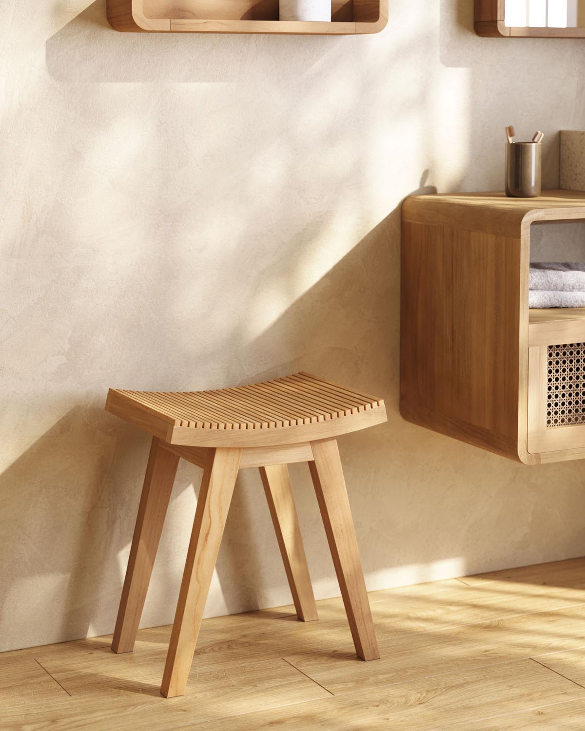 Elegante Teakholz-Fussstütze von Kave Home für luxuriösen Komfort.