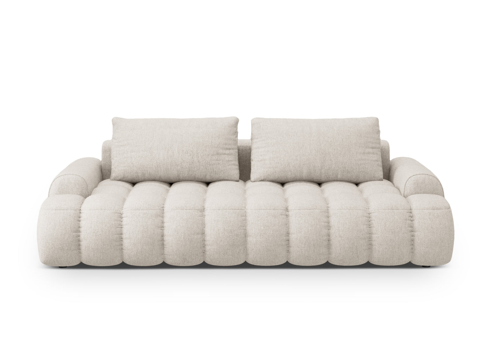 Linz Sofa mit Schlaffunktion und Stauraumbox 4 Sitzer 100cm in Beige-Sorella präsentiert im Onlineshop von KAQTU Design AG. Bettsofa ist von Cosmopolitan Design