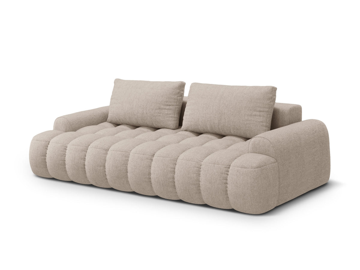 Linz Sofa mit Schlaffunktion und Stauraumbox 4 Sitzer 100cm in Sand-Sorella präsentiert im Onlineshop von KAQTU Design AG. Bettsofa ist von Cosmopolitan Design