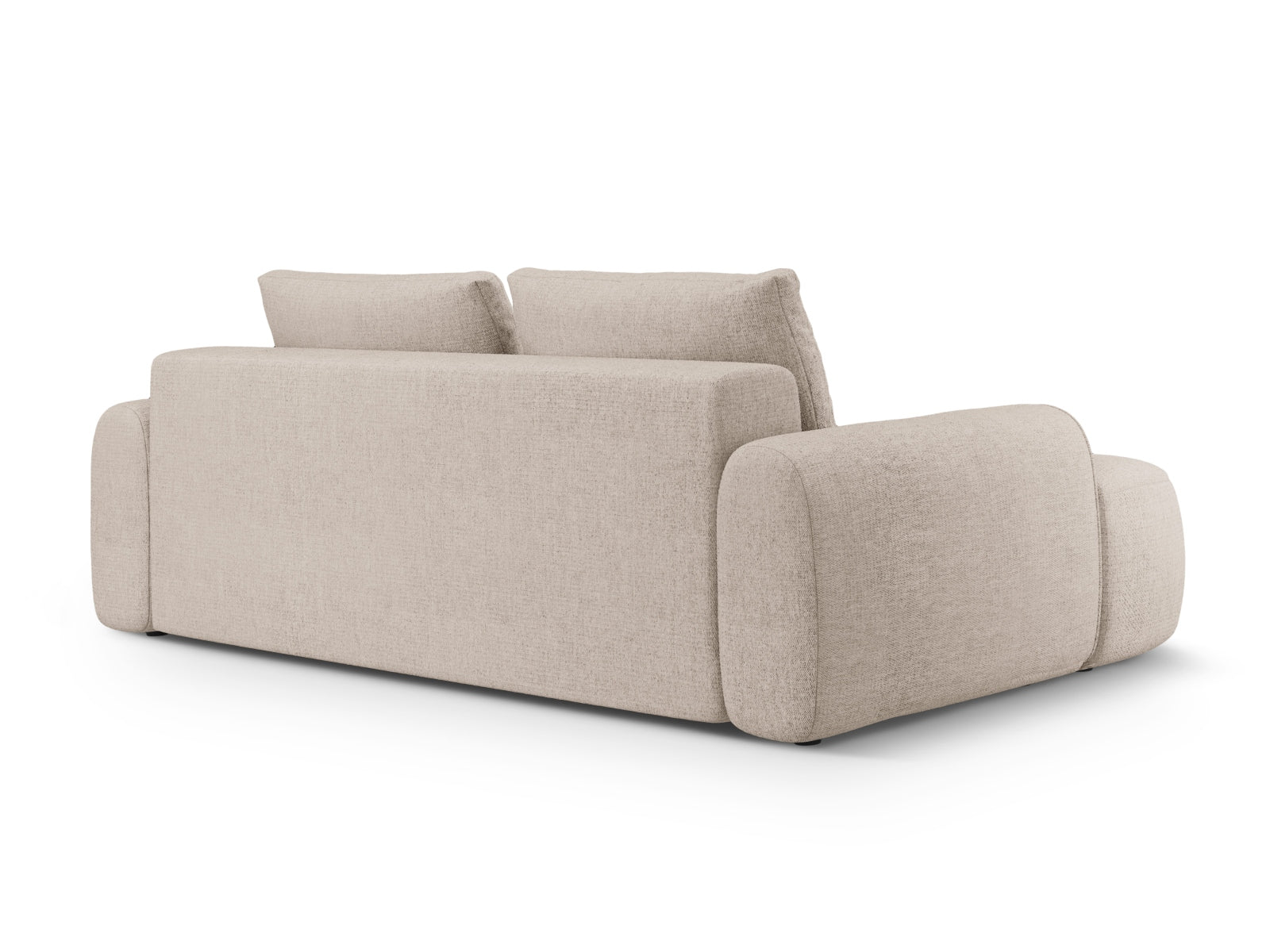 Modernes Linz Sofa in Sand-Sorella, 4-Sitzer mit praktischer Schlaffunktion und Stauraum, perfekt für vielseitige Wohnkonzepte.