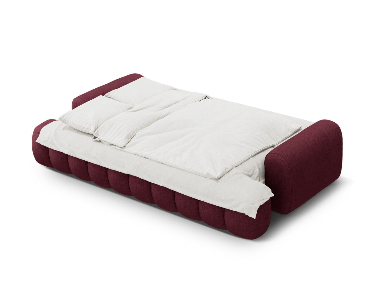 Linz Sofa mit Schlaffunktion und Stauraumbox 4 Sitzer 100cm in Burgundy-Sorella präsentiert im Onlineshop von KAQTU Design AG. Bettsofa ist von Cosmopolitan Design