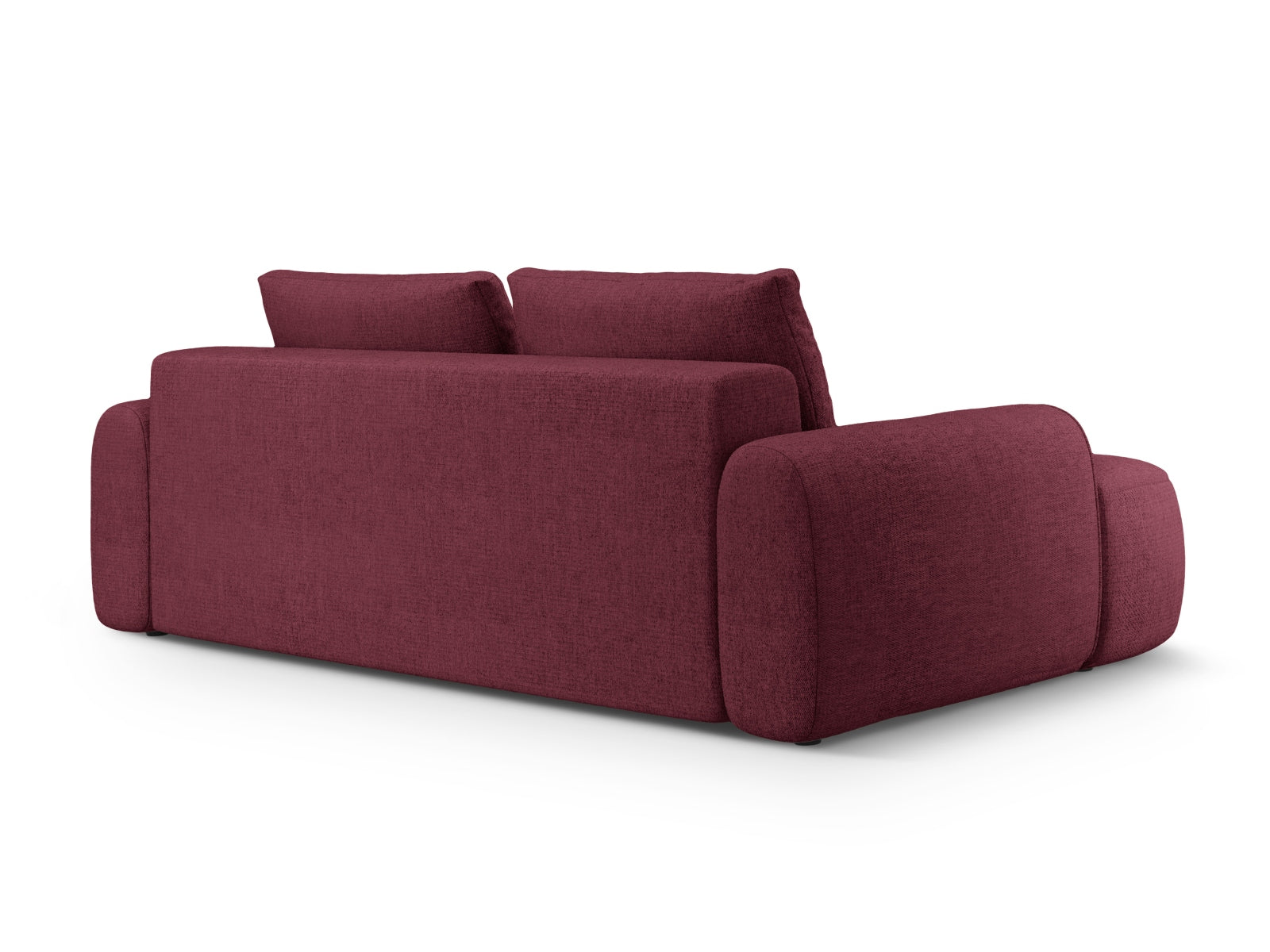 Modernes Linz Sofa in tiefem Burgunderrot, 4-Sitzer mit praktischer Schlaffunktion und integriertem Stauraum für zusätzlichen Komfort.