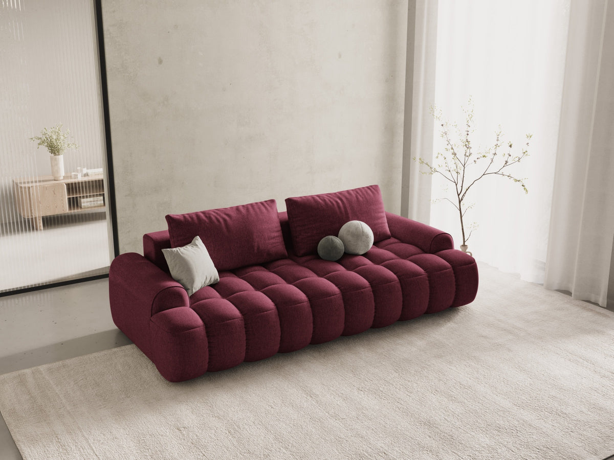 Linz Sofa mit Schlaffunktion und Stauraumbox 4 Sitzer 100cm in Burgundy-Sorella präsentiert im Onlineshop von KAQTU Design AG. Bettsofa ist von Cosmopolitan Design