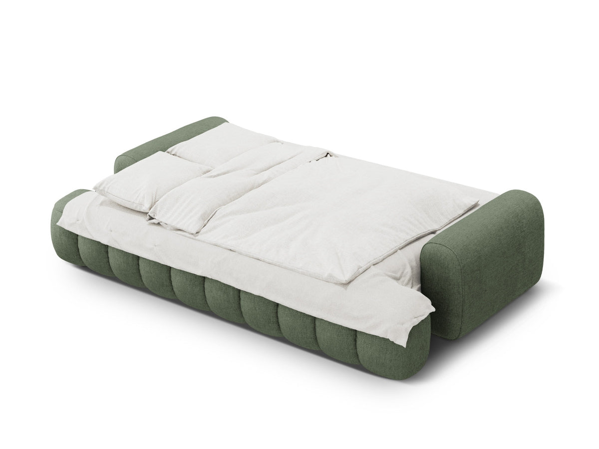 Linz Sofa mit Schlaffunktion und Stauraumbox 4 Sitzer 100cm in Dark Olive Green-Sorella präsentiert im Onlineshop von KAQTU Design AG. Bettsofa ist von Cosmopolitan Design