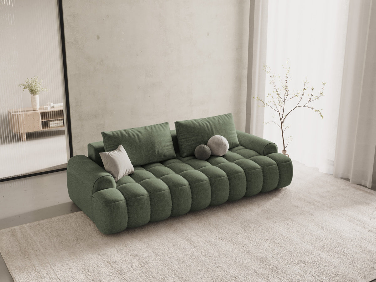 Linz Sofa mit Schlaffunktion und Stauraumbox 4 Sitzer 100cm in Dark Olive Green-Sorella präsentiert im Onlineshop von KAQTU Design AG. Bettsofa ist von Cosmopolitan Design