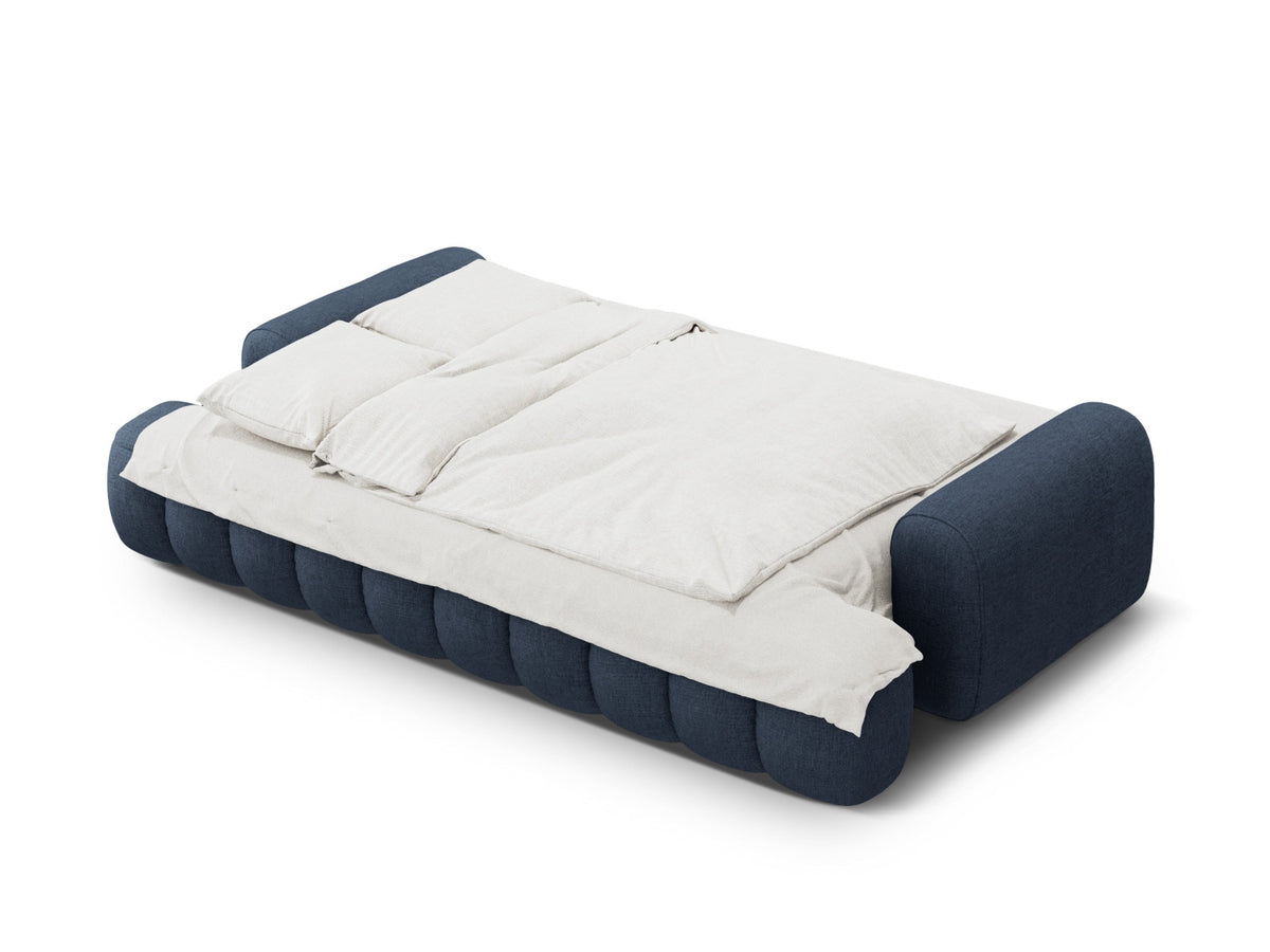 Linz Sofa mit Schlaffunktion und Stauraumbox 4 Sitzer 100cm in Dark Blue-Sorella präsentiert im Onlineshop von KAQTU Design AG. Bettsofa ist von Cosmopolitan Design