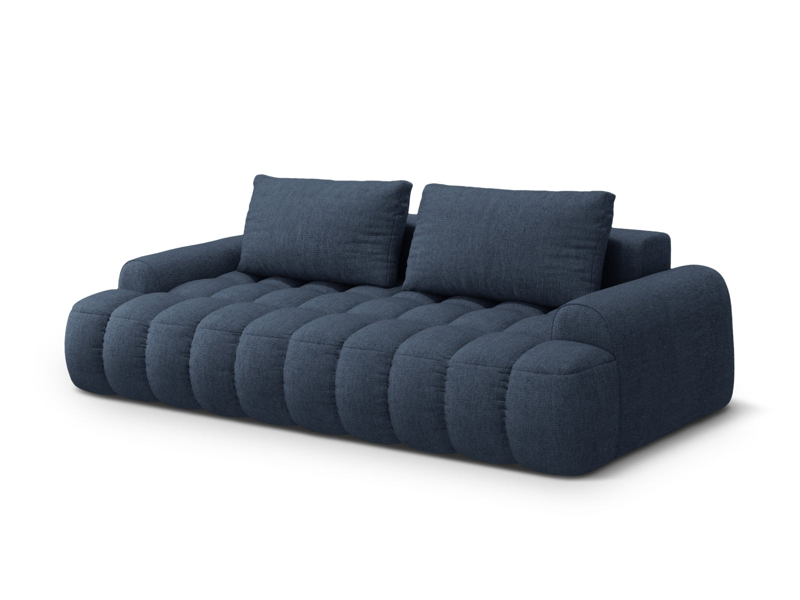 Modernes 4-Sitzer Linz Sofa in tiefem Blau, vielseitig einsetzbar mit Schlafoption und praktischem Stauraum für zusätzlichen Komfort.