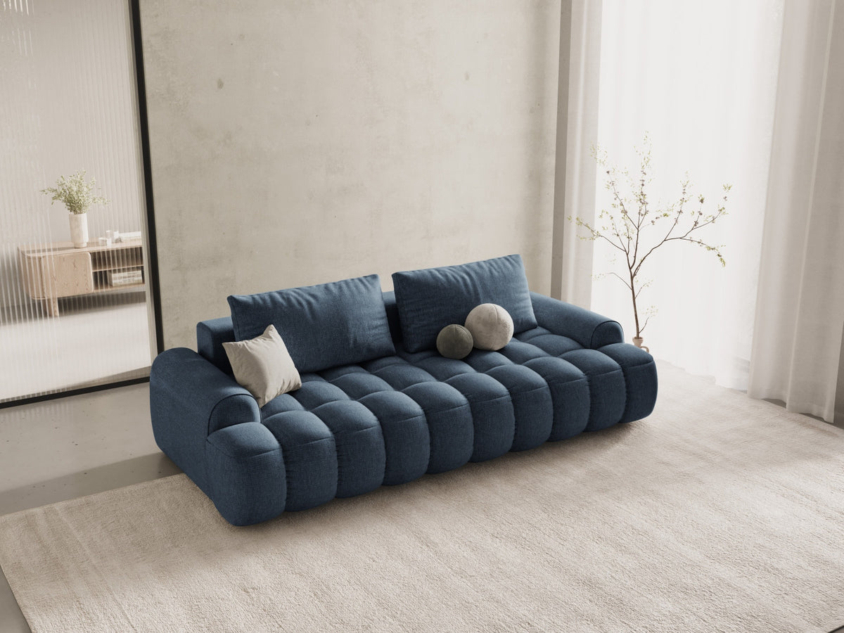 Linz Sofa mit Schlaffunktion und Stauraumbox 4 Sitzer 100cm in Dark Blue-Sorella präsentiert im Onlineshop von KAQTU Design AG. Bettsofa ist von Cosmopolitan Design