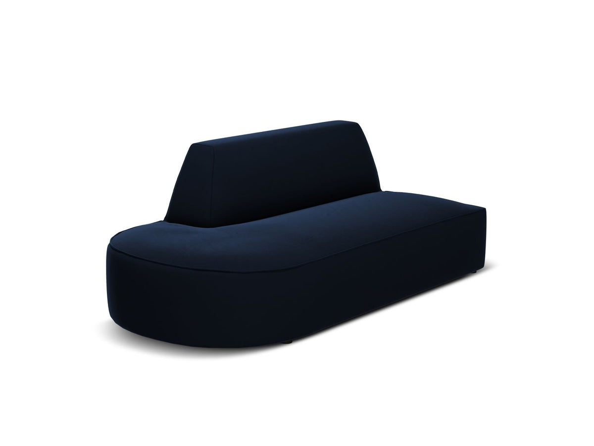 Beiges Samt-Modulsofa Siena mit Récamiere links, Massivholzrahmen und schwarzen Kunststoffbeinen, Cosmopolitan Design.