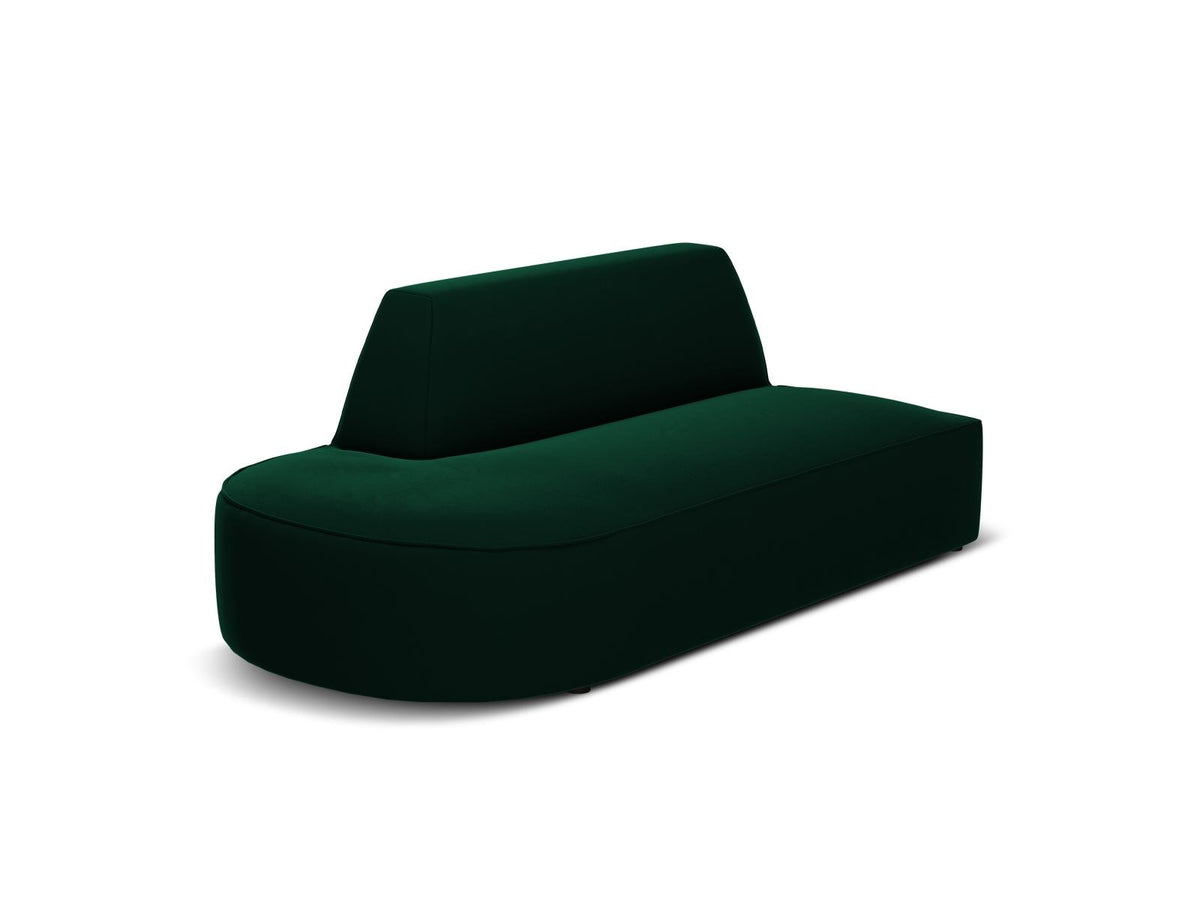 Beiges Samt-Modulsofa Siena mit Récamiere links, Massivholzrahmen und schwarzen Kunststoffbeinen, Cosmopolitan Design.