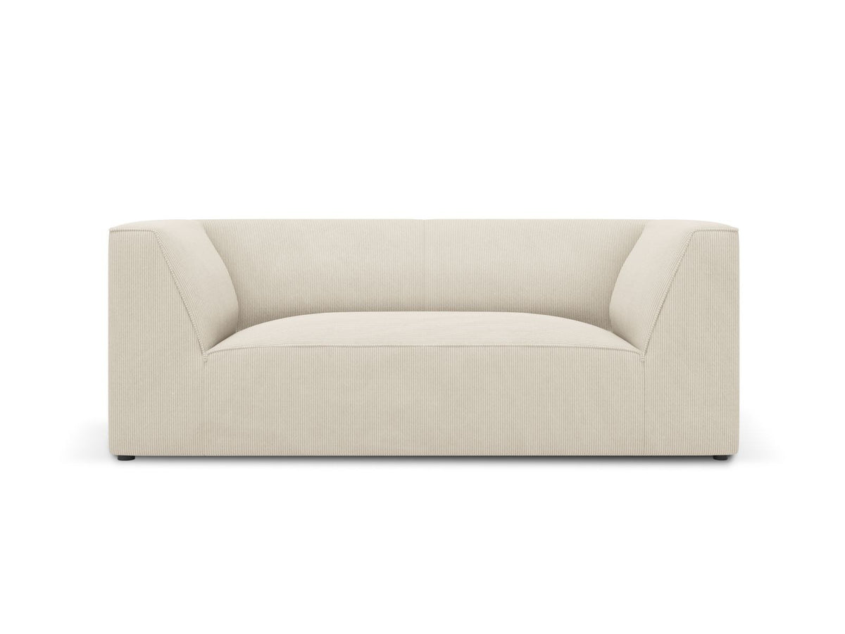 2-Sitzer Sofa Siena in Light Beige-Scala mit strukturiertem Cordstoff, Massivholzrahmen und schwarzen Kunststoffbeinen, urbanes Design.