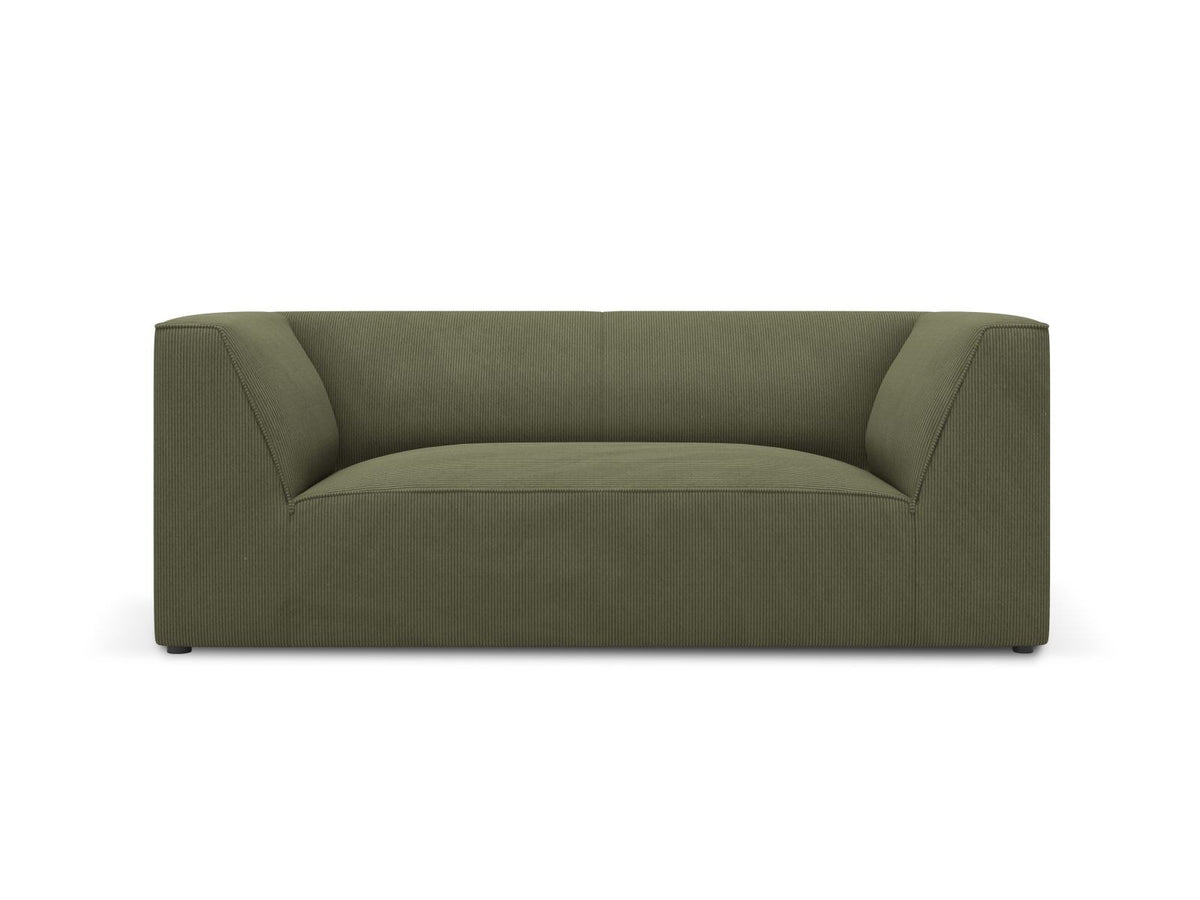 2-Sitzer Sofa Siena in Light Beige-Scala mit strukturiertem Cordstoff, Massivholzrahmen und schwarzen Kunststoffbeinen, urbanes Design.