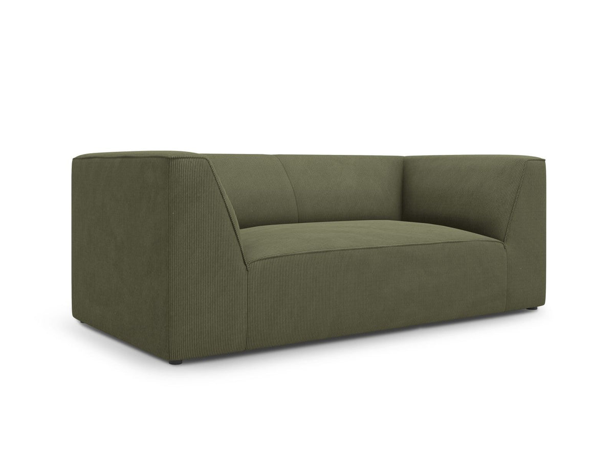 2-Sitzer Sofa Siena in Light Beige-Scala mit strukturiertem Cordstoff, Massivholzrahmen und schwarzen Kunststoffbeinen, urbanes Design.