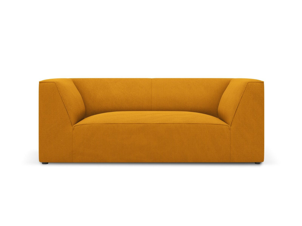 2-Sitzer Sofa Siena in Light Beige-Scala mit strukturiertem Cordstoff, Massivholzrahmen und schwarzen Kunststoffbeinen, urbanes Design.