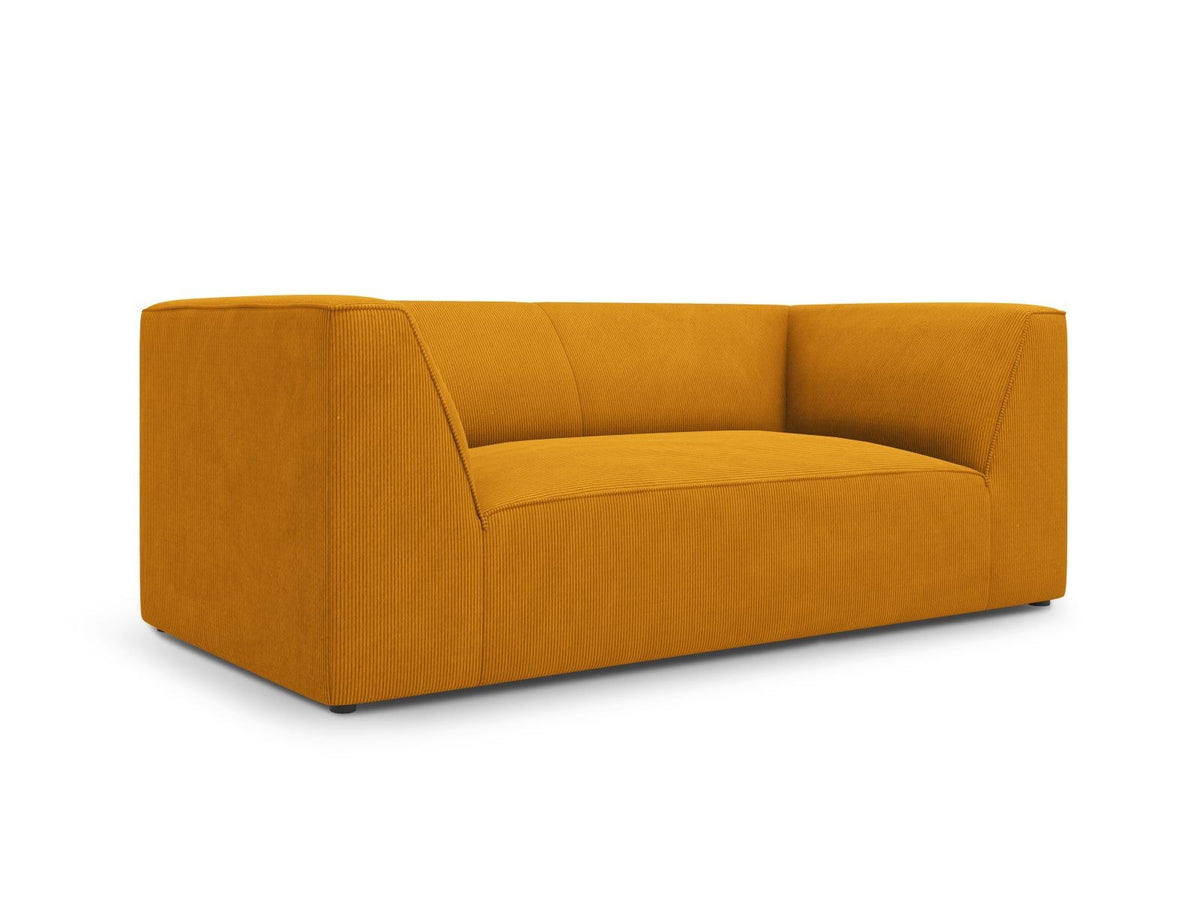 2-Sitzer Sofa Siena in Light Beige-Scala mit strukturiertem Cordstoff, Massivholzrahmen und schwarzen Kunststoffbeinen, urbanes Design.