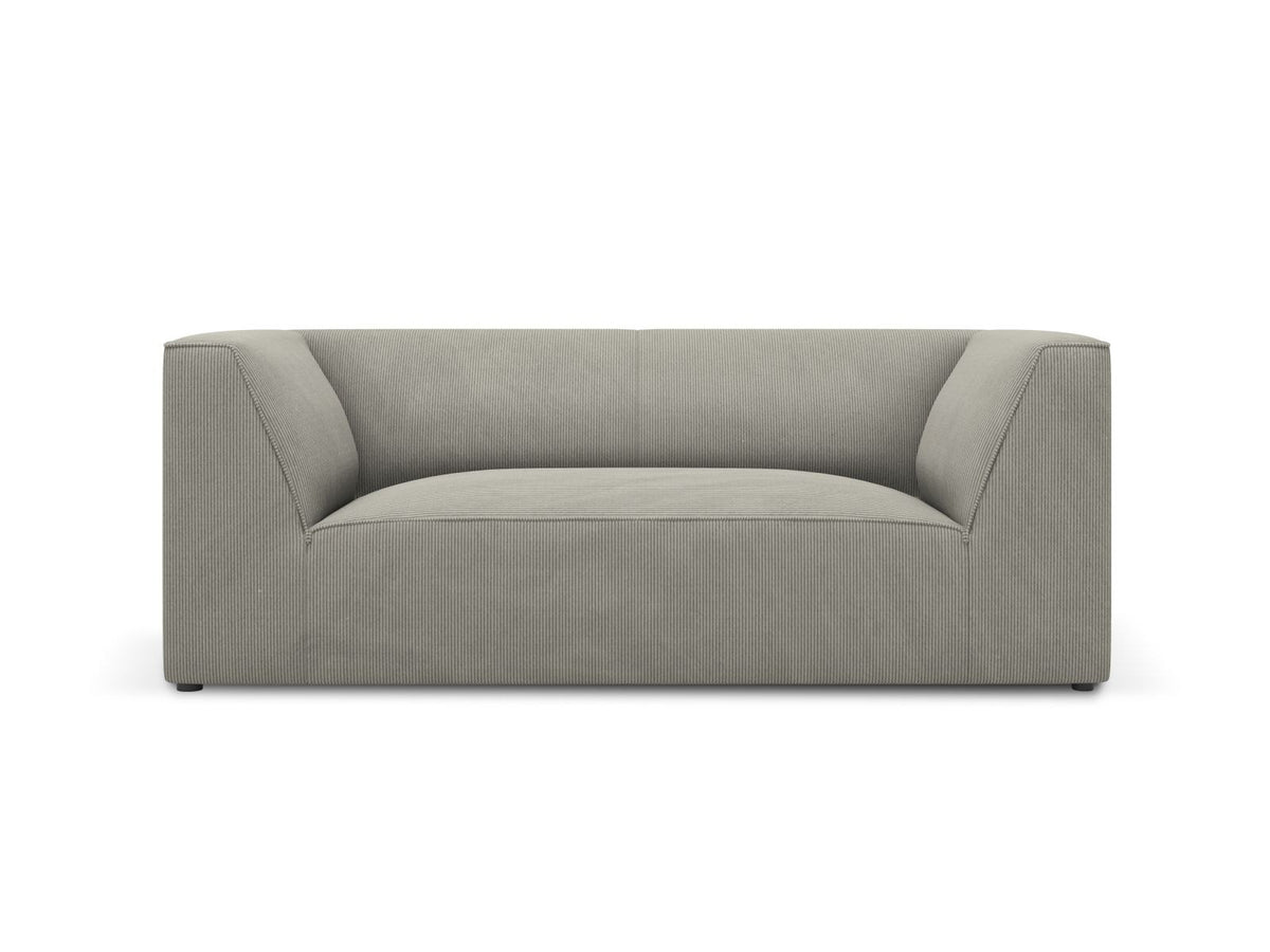 2-Sitzer Sofa Siena in Light Beige-Scala mit strukturiertem Cordstoff, Massivholzrahmen und schwarzen Kunststoffbeinen, urbanes Design.
