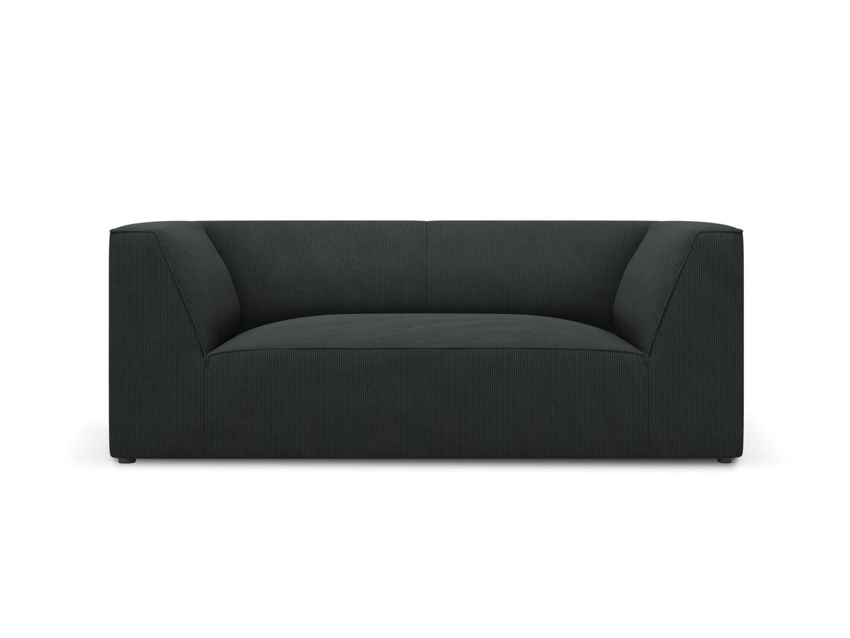 2-Sitzer Sofa Siena in Light Beige-Scala mit strukturiertem Cordstoff, Massivholzrahmen und schwarzen Kunststoffbeinen, urbanes Design.
