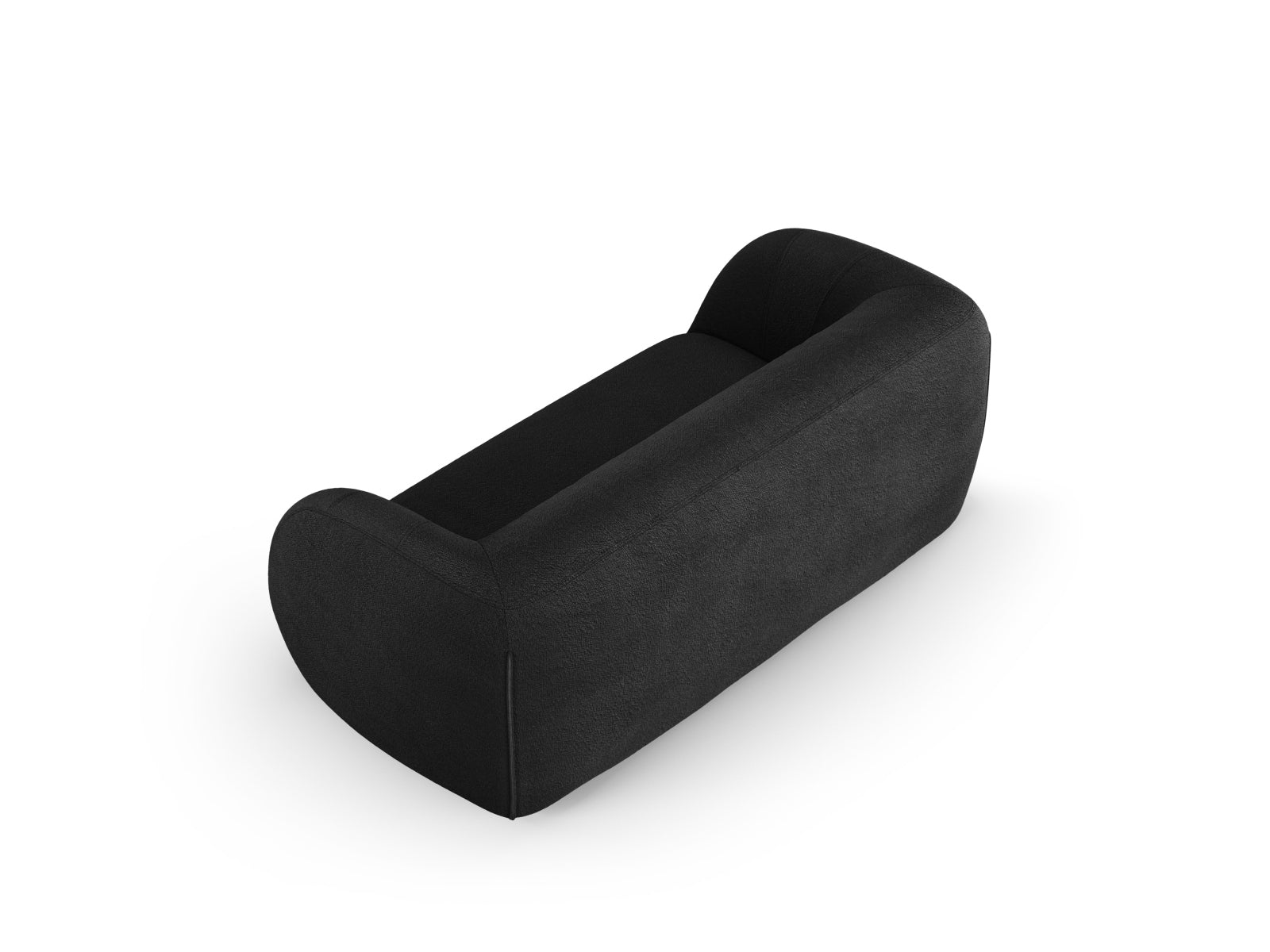 Elegantes 2-Sitzer Sofa aus Boucle-Stoff von Cosmopolitan Design in klassischem Schwarz, ideal für moderne Wohnräume und gemütliche Abende.