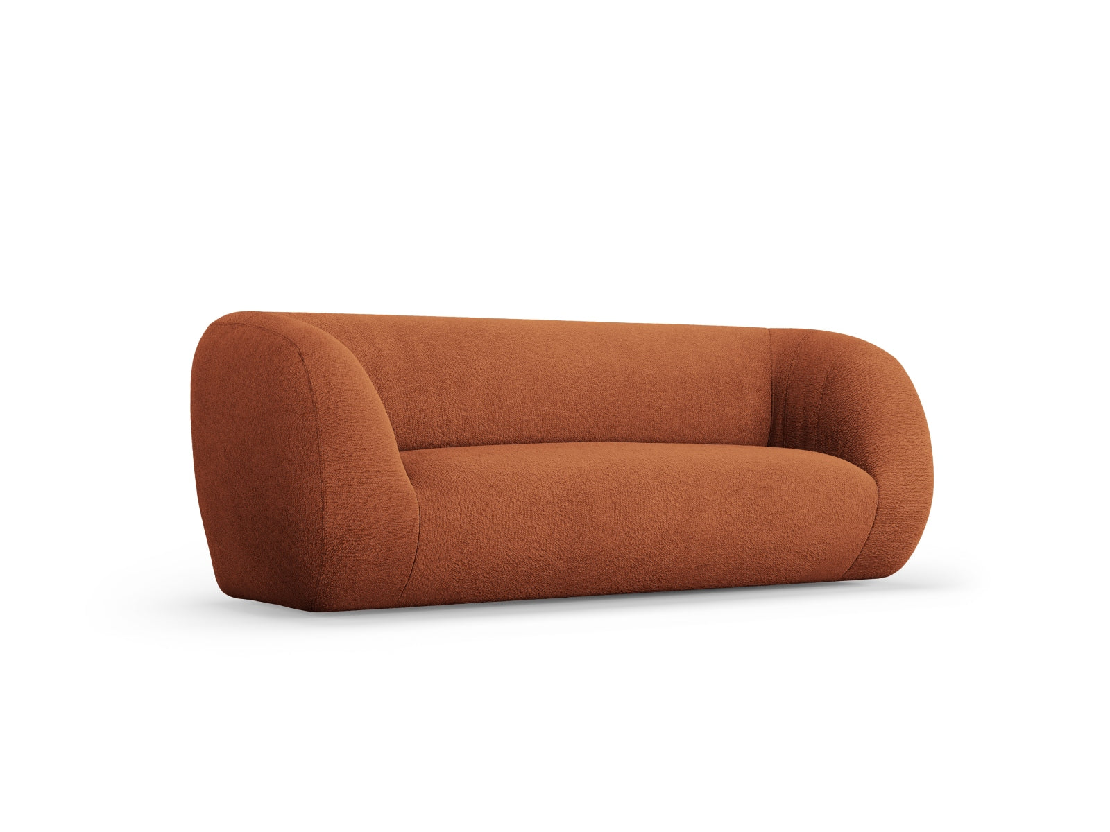 Stilvolles 2-Sitzer Boucle Sofa "Essen" in sanftem Terracotta, perfekt für moderne Interiors, entworfen von Cosmopolitan Design.
