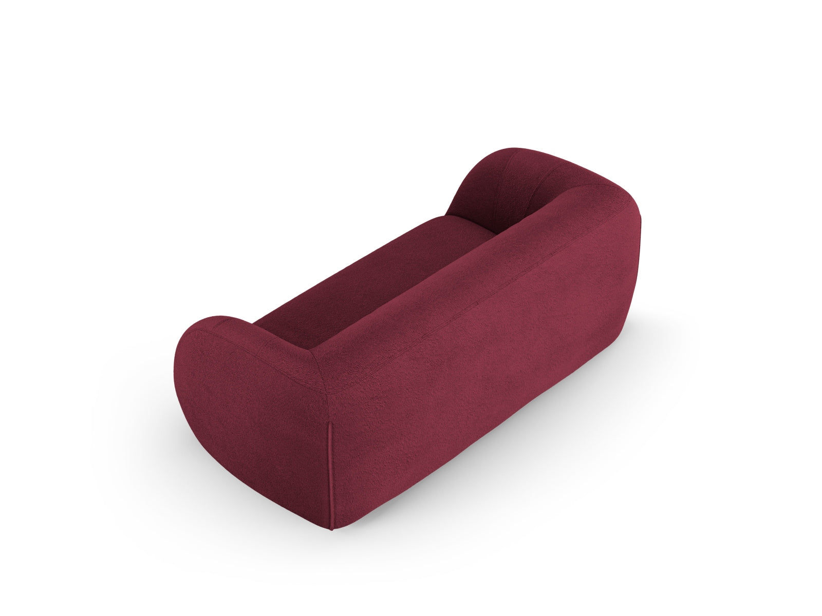 Elegantes 2-Sitzer Sofa "Essen" aus weichem Bordeaux-Boucle, ideal für moderne Wohnkonzepte, entworfen von Cosmopolitan Design.